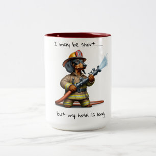 Taza Bicolor Luchador de incendios de Dachshund