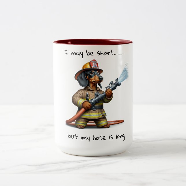 Taza Bicolor Luchador de incendios de Dachshund (Centro)