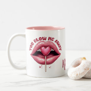 Taza Bicolor Luciosos labios rosados con el latigazo en forma d