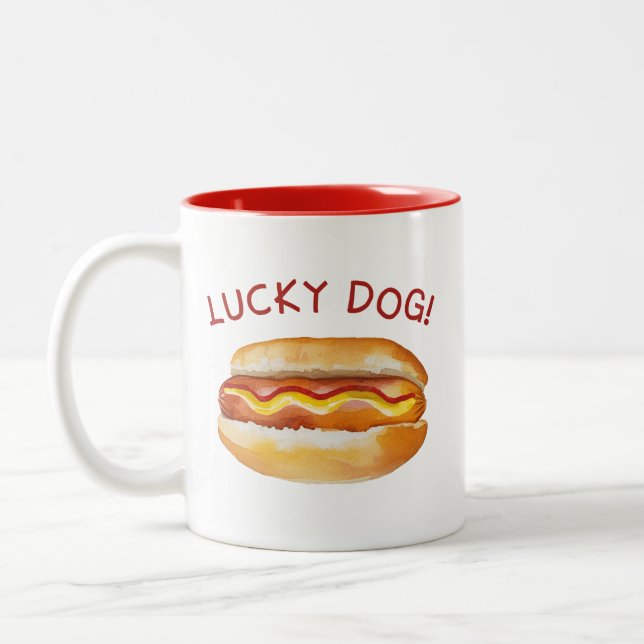 Taza Bicolor Lucky Dog Summer Cookout Coffee Mug - Divertido Ho (Izquierda)