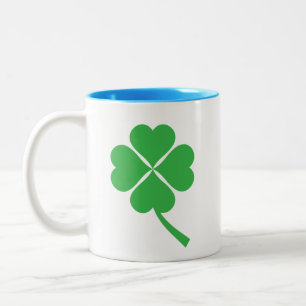 Taza Bicolor Lucky Four Leaf Shamrock Design-87906