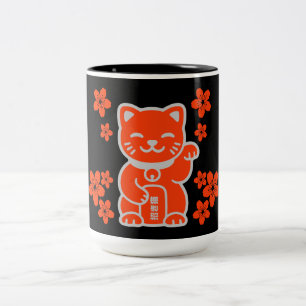 Taza Bicolor Lucky Japanese Maneki-neko