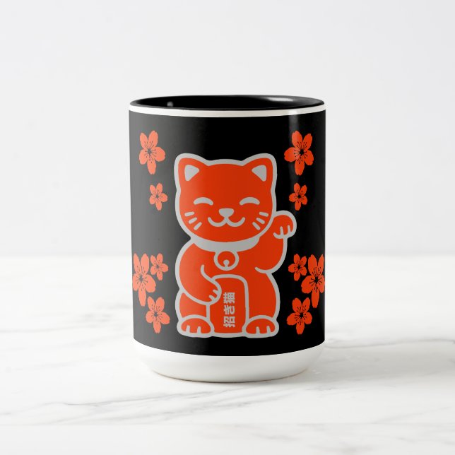 Taza Bicolor Lucky Japanese Maneki-neko (Centro)