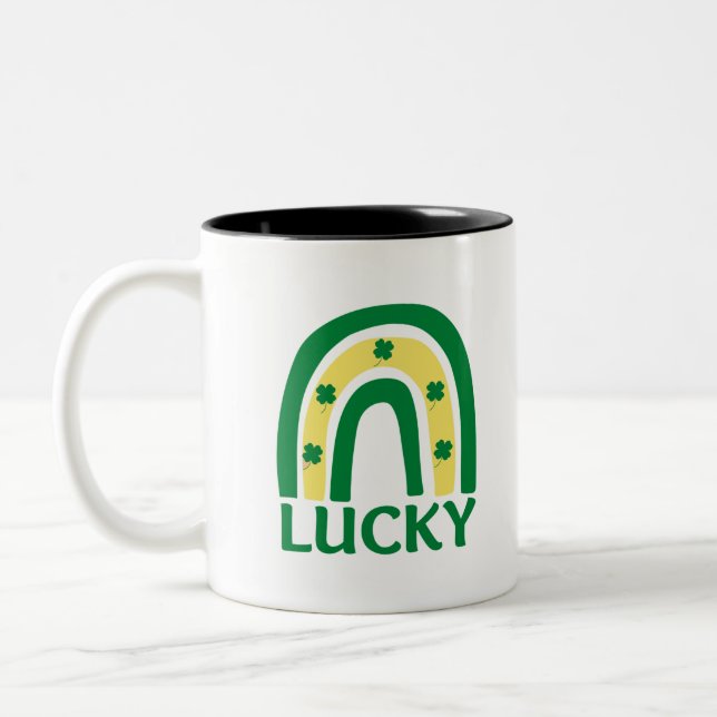 Taza Bicolor Lucky Shamrock Rainbow St Patrys (Izquierda)