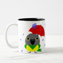 Lulu, el loro de Senegal, pegado en la lluvia