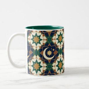 Taza Bicolor Luna creciente geométrica islámica sin fisuras del