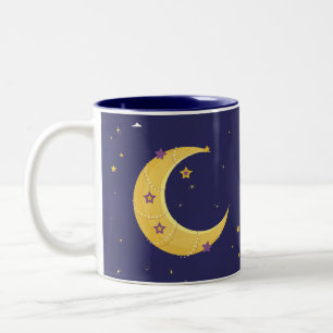 Taza Bicolor Luna de cielo nocturno con estrellas