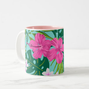 Taza Bicolor Luna Hibiscus Garden Hawaiian - Rosa y Turq