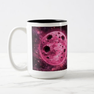 Taza Bicolor Luna Rosa con Agujeros de Asteroide