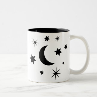 Taza Bicolor Luna y estrellas negras