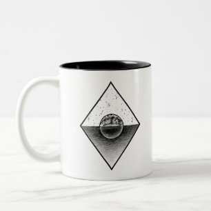 Taza Bicolor Luna y sol - Dibujo minimalista vintage