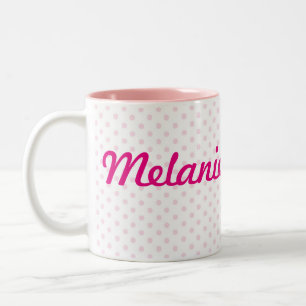 Taza Bicolor Lunar rosado blanco conocido de MELANIE del ♥ de