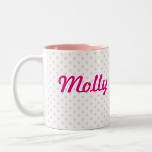 Taza Bicolor Lunar rosado blanco conocido de MOLLY del ♥ de l
