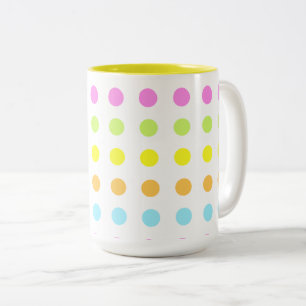 Taza Bicolor Lunares Coloridos en Colores Pastel