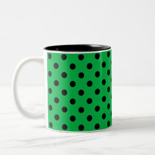 Taza Bicolor Lunares Verdes y Negros