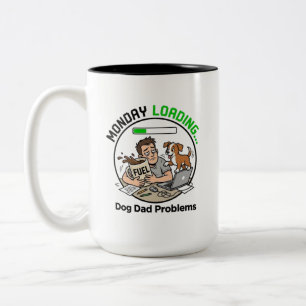 Taza Bicolor Lunes Cargando Perro Papá Café Humor Divertida Ofi
