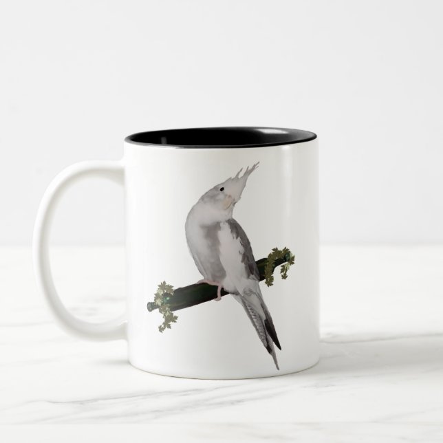 Taza Bicolor Lutino Cockatiel Ave Marfil Animal (Izquierda)
