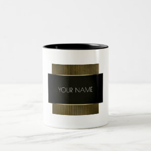 Taza Bicolor Lux de geometría mínima conceptual de oro blanco n