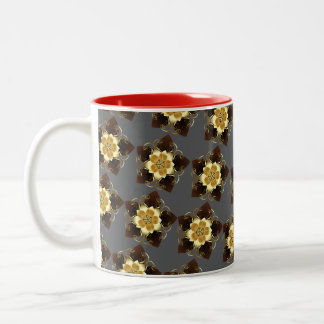 Taza Bicolor Luxury Golden Floral Mandala Ornamental Design