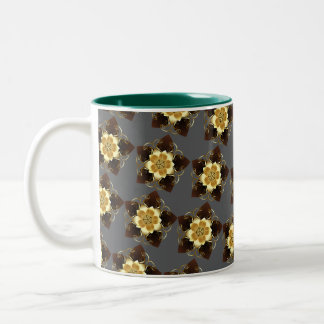 Taza Bicolor Luxury Golden Floral Mandala Ornamental Design