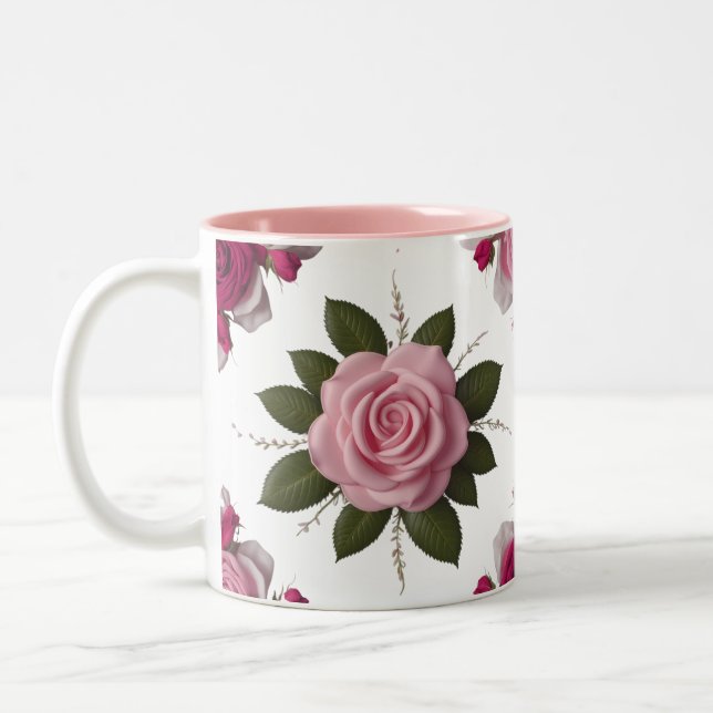 Taza Bicolor Luxury Pink & Fuchsia Rose Two-Tone Mug   (Izquierda)