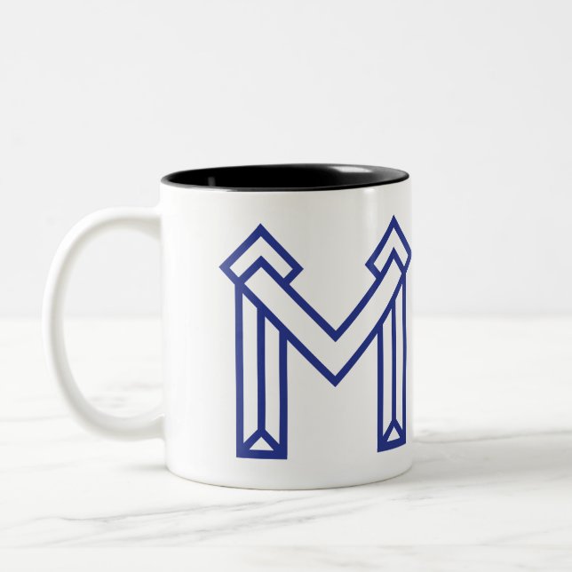 Taza Bicolor M Geométrico Abstracto Azul  (Izquierda)