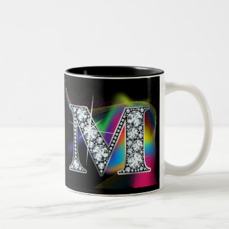 Taza Bicolor "M" Sonda de diamantes en barro arco iris