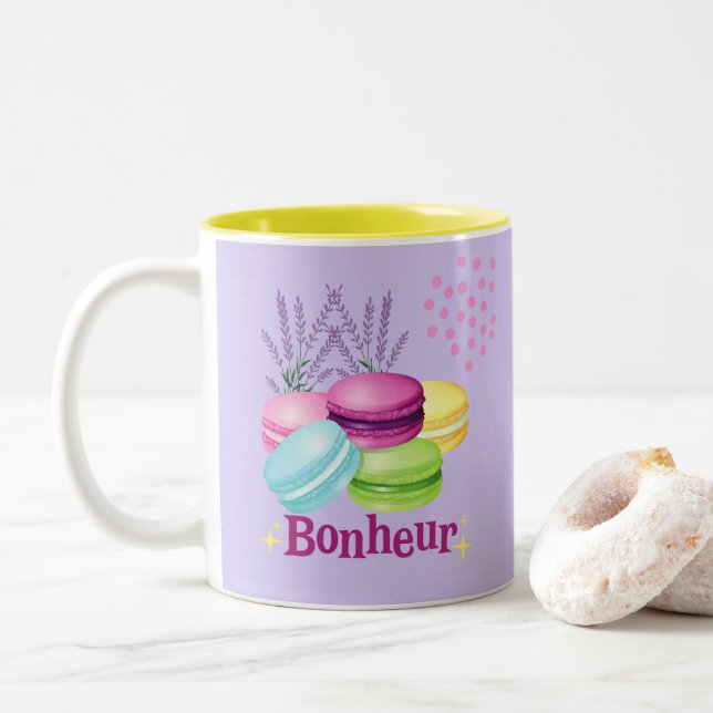 Taza Bicolor Macarrones Franceses (Con donut)
