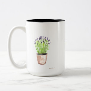 Taza Bicolor Maceta de hierbas de lavanda rústica púrpura