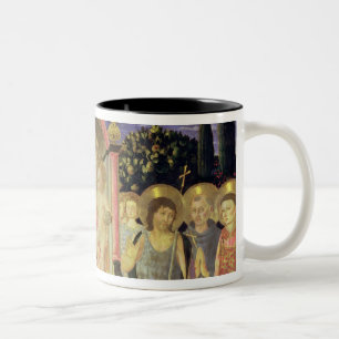 Taza Bicolor Madonna y niño enthroned con los santos (altarpie