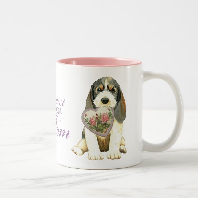 Taza Bicolor Madre Corazón de PBGV (Derecha)