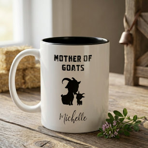 Taza Bicolor Madre de Cabras Granja Divertida Amante de Animale