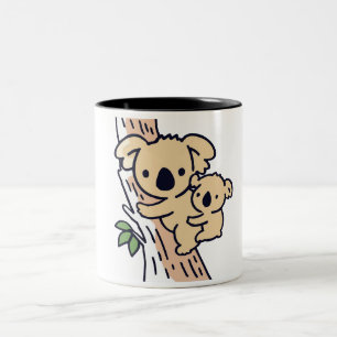 Taza Bicolor Madre De La Familia Corta, Koala, Lleva Bebé