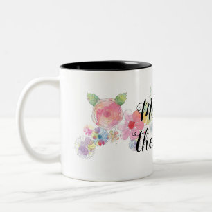 Taza Bicolor Madre de la Novia Floral Acuarela Rosa Suave