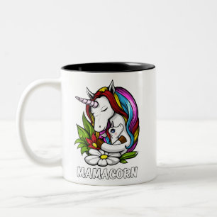 Taza Bicolor Madre mágica del unicornio de la mamá de Mamacorn
