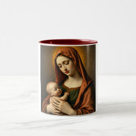 Taza Bicolor Madre María y niño Jesús Café Mug