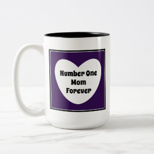 Taza Bicolor Madre número uno: corazón blanco morado morado osc