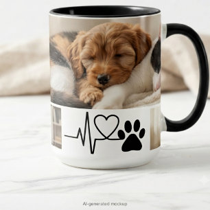 Taza Bicolor Madre Rescatista de Perros con Huella de Corazón