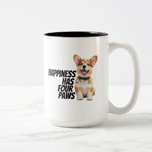 Taza Bicolor Madres y padres de Corgi juguetones “La felicidad