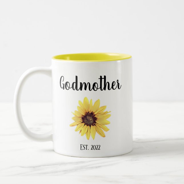 Taza Bicolor Madrina Personalizada Este. Girasol pintado (Izquierda)