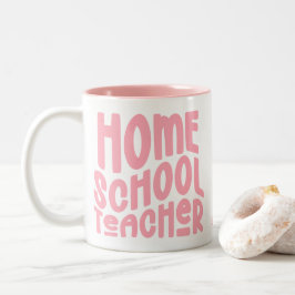 Taza Bicolor Maestra de Educación en Casa | Tipografía Rosa