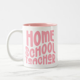 Taza Bicolor Maestra de Educación en Casa | Tipografía Rosa