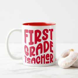 Taza Bicolor Maestra de Primer Grado Texto Rojo 