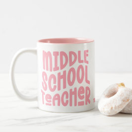 Taza Bicolor Maestra de Secundaria Tipografía Rosa