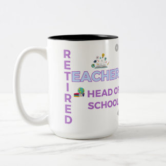 Taza Bicolor Maestra jubilada Jefe de la Jubilación Escolar DOS