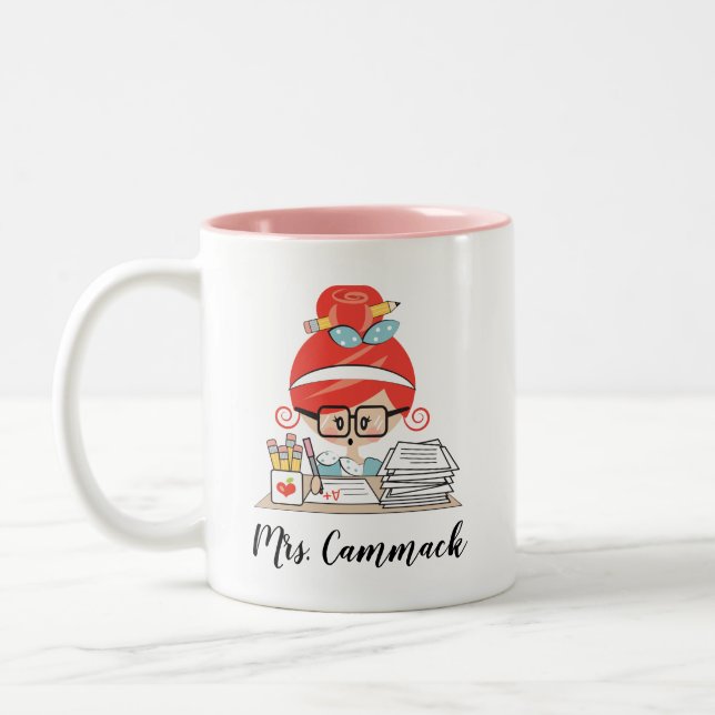 Taza Bicolor Maestra personalizada Mug Redhead (Izquierda)