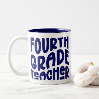 Taza Bicolor Maestro de Cuarto Grado | Texto Azul Oscuro