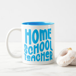 Taza Bicolor Maestro de Educación en Casa | Tipografía Azul