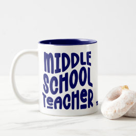 Taza Bicolor Maestro de Secundaria Tipografía Azul Oscuro