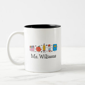Taza Bicolor Maestro Regreso a la Escuela Nombre de Doodle Lind